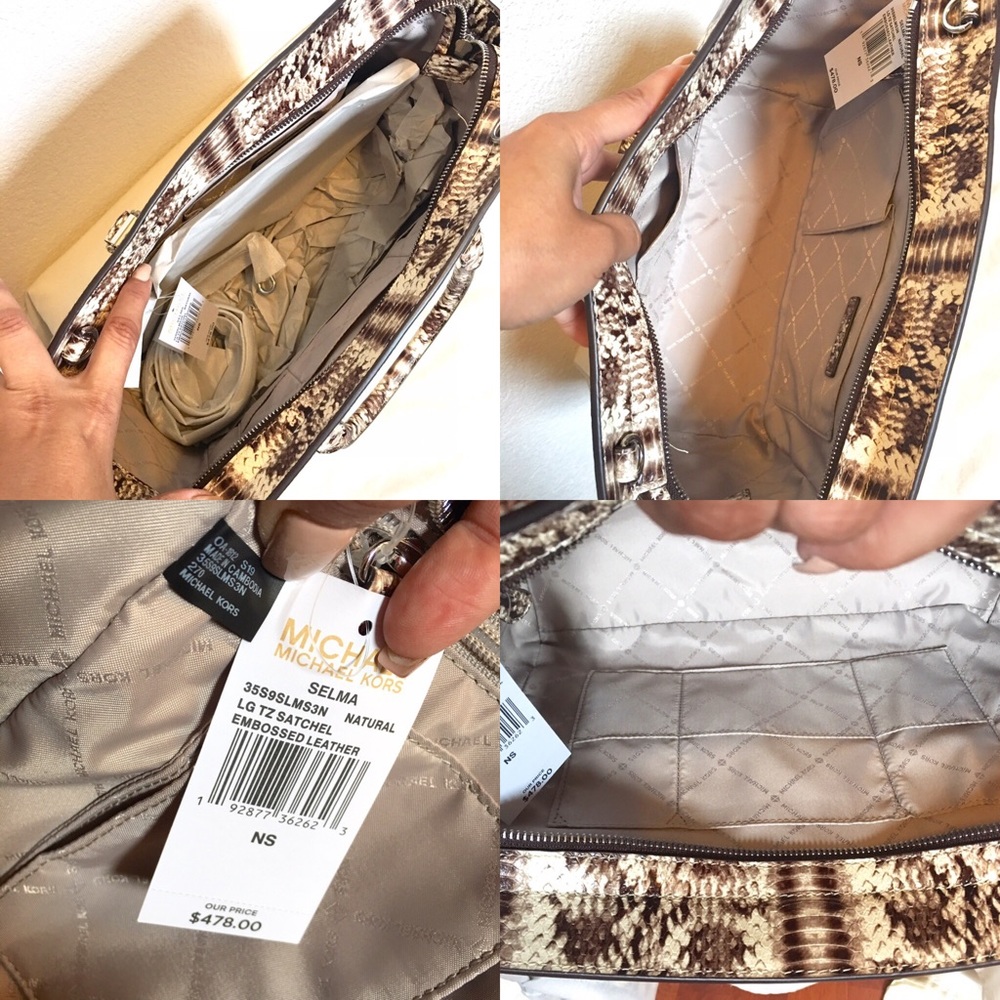 🎈SOLD🎈 NWT Michael Kors Large Snake Satchel Bag - Picture 7 of 8
